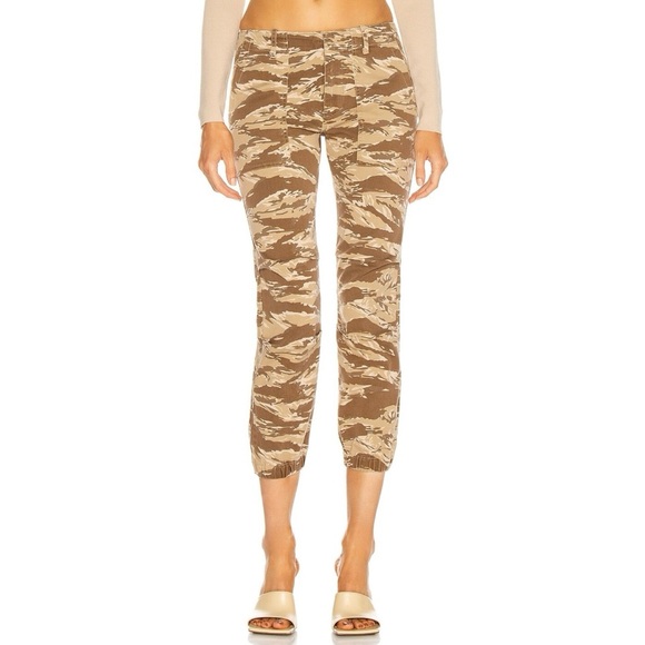 NILI LOTAN NWT Khaki Tiger Camo Cropped French Military Pants - Picture 1 of 6